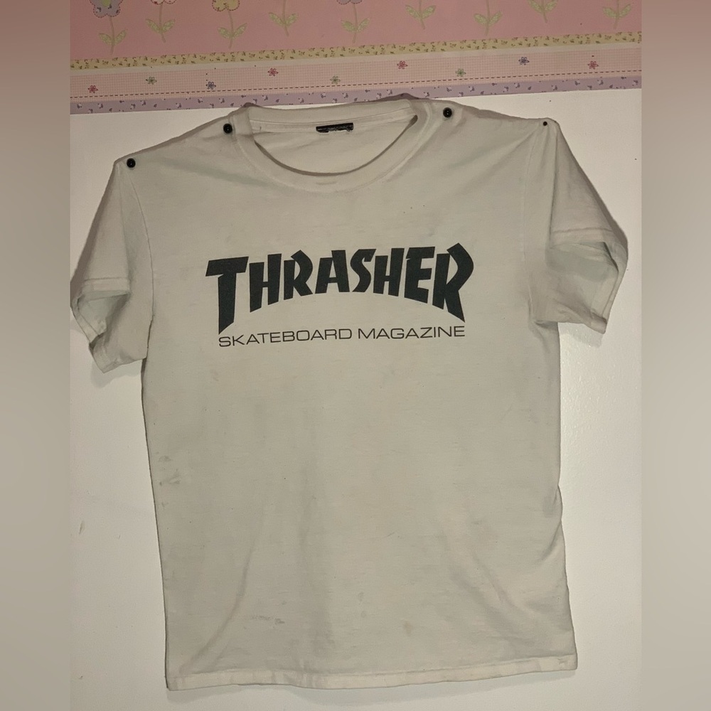 Thrasher White Short Sleeve Tee Skate and Destroy